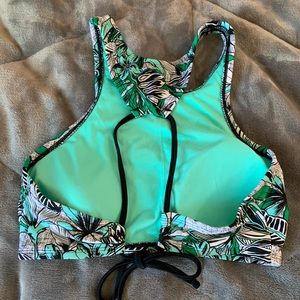 cute green leaf halter bikini top